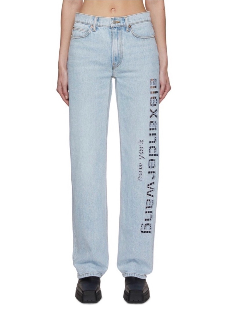 Alexander Wang EZ SLOUCH LOGO CUT OUT EMBROIDERY DENIM JEANS PANTS
SIZE 27